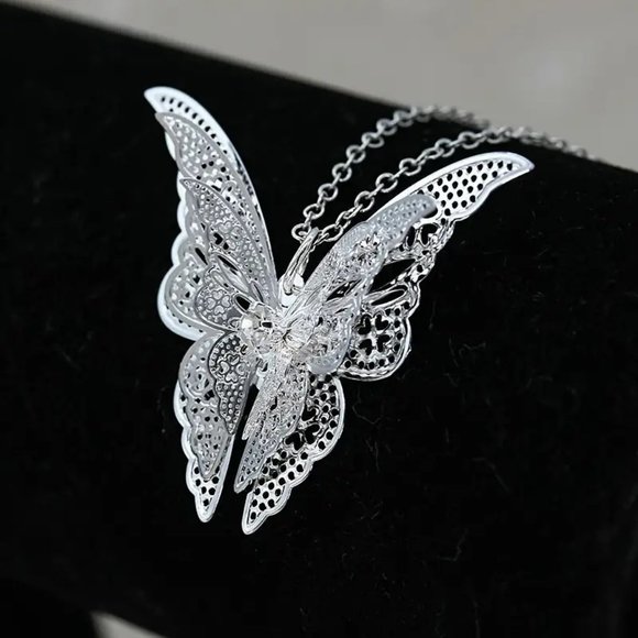 Silver-Tone Butterfly Necklace - Picture 3 of 5